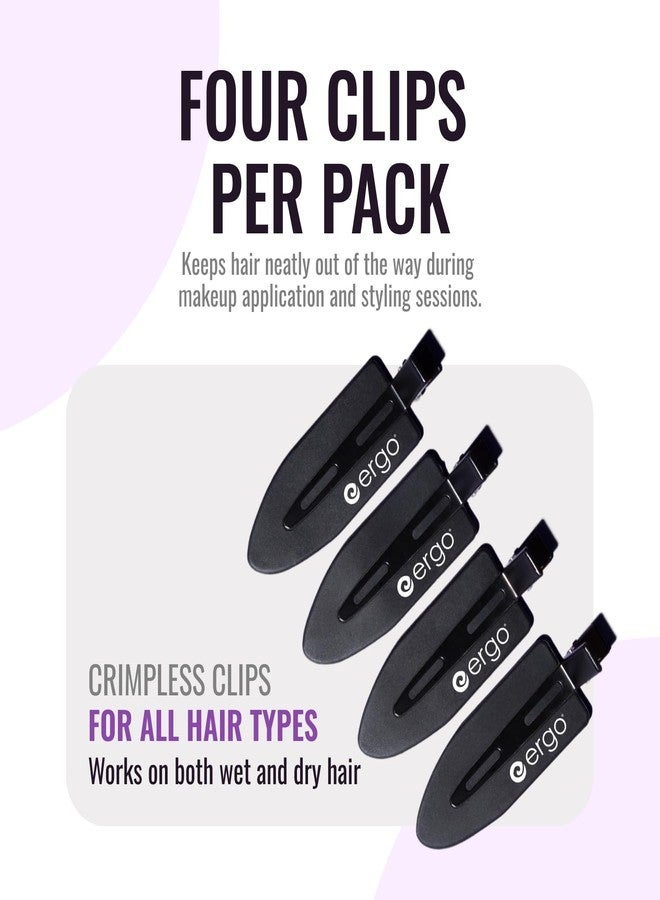 ERGO No-Crease Hair Clips – 4 Pcs Heat-Resistant Crimpless Clips for Hair Styling, Sectioning, Makeup | No Bend Clips for Women, Curls, Bangs, Salon Use - Image 4